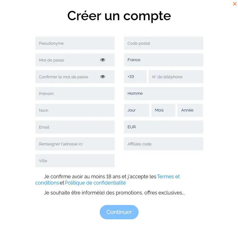 Processus d'inscription Royal Spinz Casino